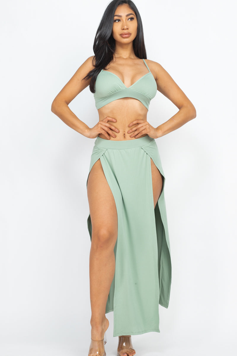 Bra top and side slit maxi skirt (CAPELLA)