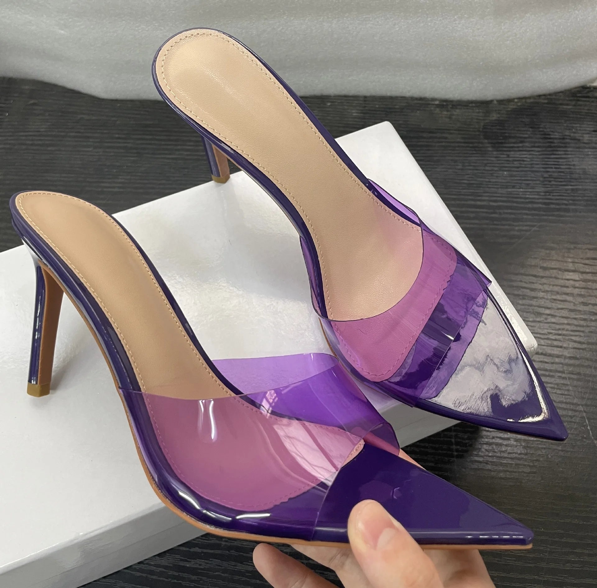 Clear Strap High Heel Sandals - Pointed Toe Stiletto