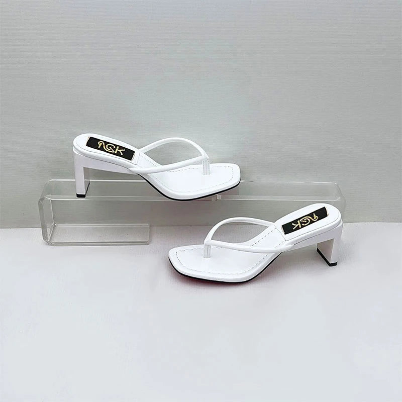 Chunky Heel Sandals - Square Toe Lace-Up