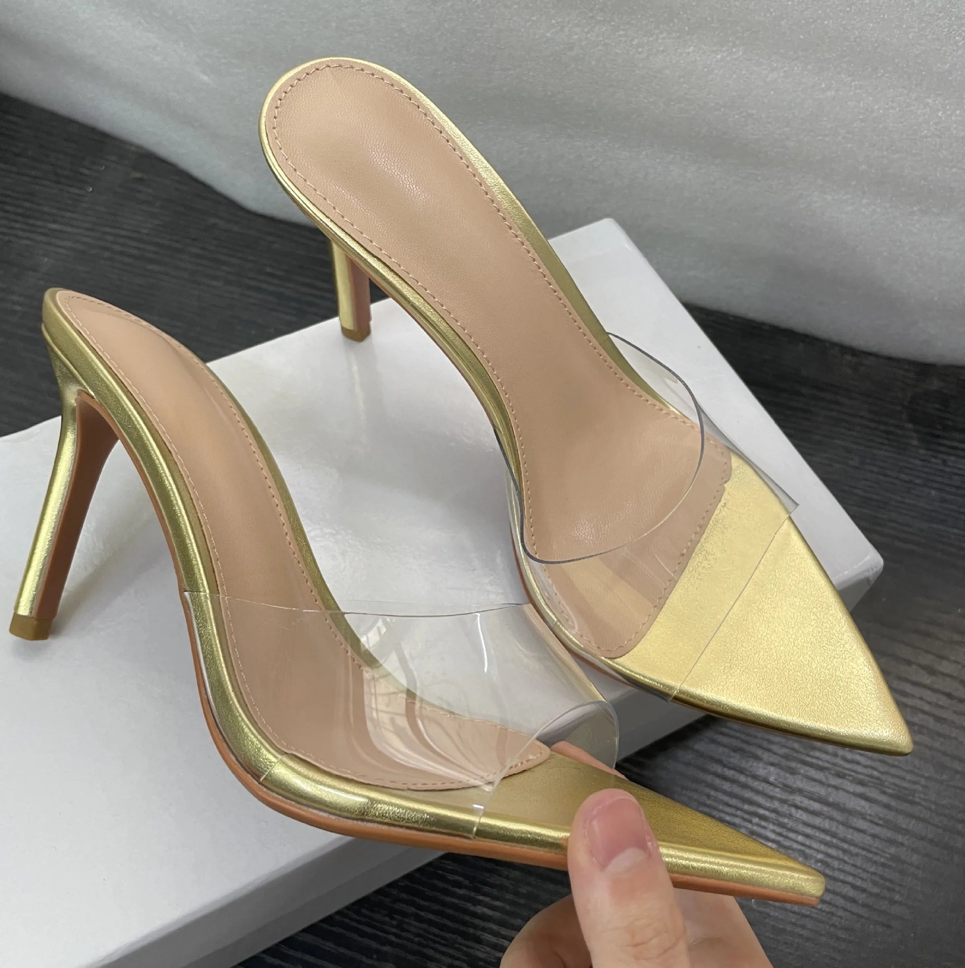Clear Strap High Heel Sandals - Pointed Toe Stiletto