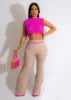 2024 New 2 Piece Women Outfit Crochet Pants Set for Women Two Piece Set Women Clothing With Crop Tank Top