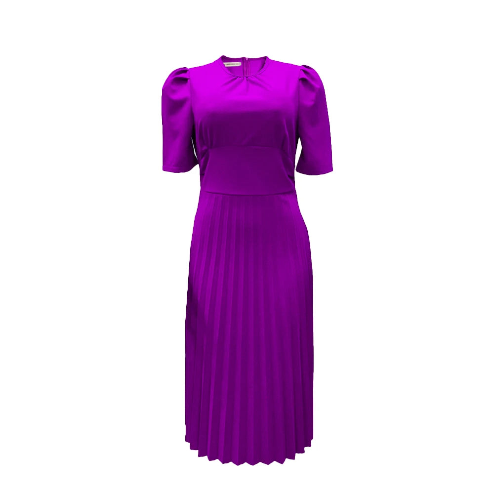 D202 High Quality Summer Dresses Women Casual Red Lovely a Line Pleated Dress Elegant Ladies Office Dress for Women