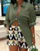 35% OFF S-4XL Summer Outfits for Women Fashion Printing Shirt and Shorts Two Piece Set Women Clothing