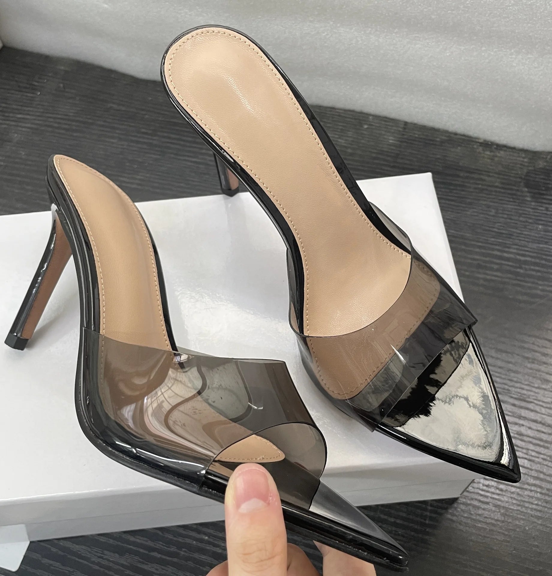Clear Strap High Heel Sandals - Pointed Toe Stiletto