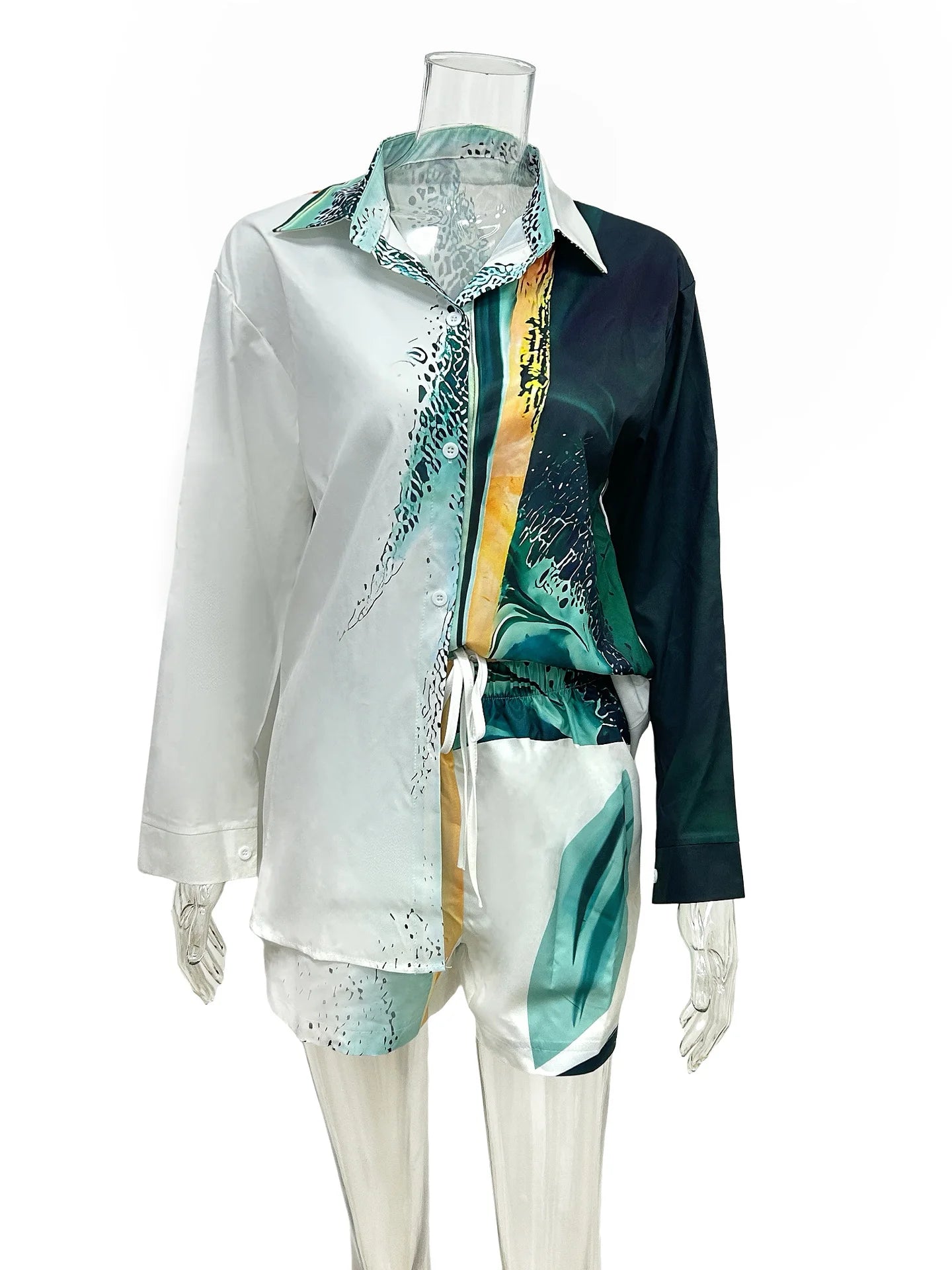 35% OFF S-4XL Summer Outfits for Women Fashion Printing Shirt and Shorts Two Piece Set Women Clothing