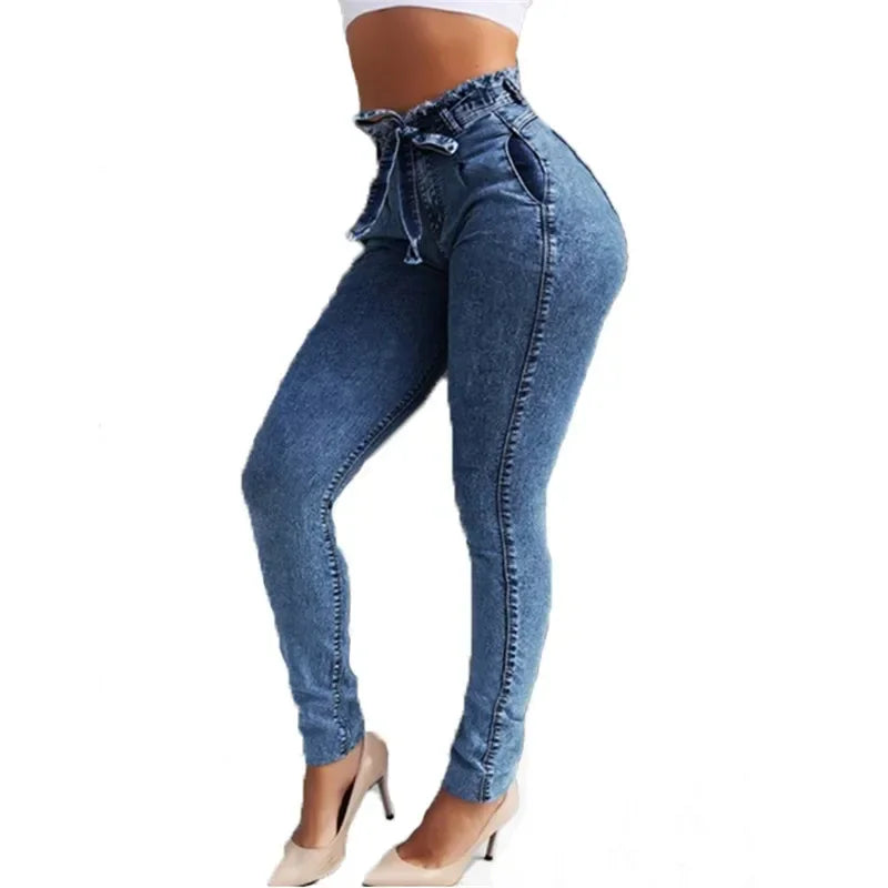 Women High Waist Denim Pants Plus Size Sexy Stretchy Slim Elastic Hips Pants Pencil Pants Trouser Plus Size Sexy Mom Jeans 2025