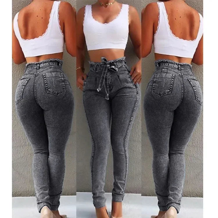 Women High Waist Denim Pants Plus Size Sexy Stretchy Slim Elastic Hips Pants Pencil Pants Trouser Plus Size Sexy Mom Jeans 2025