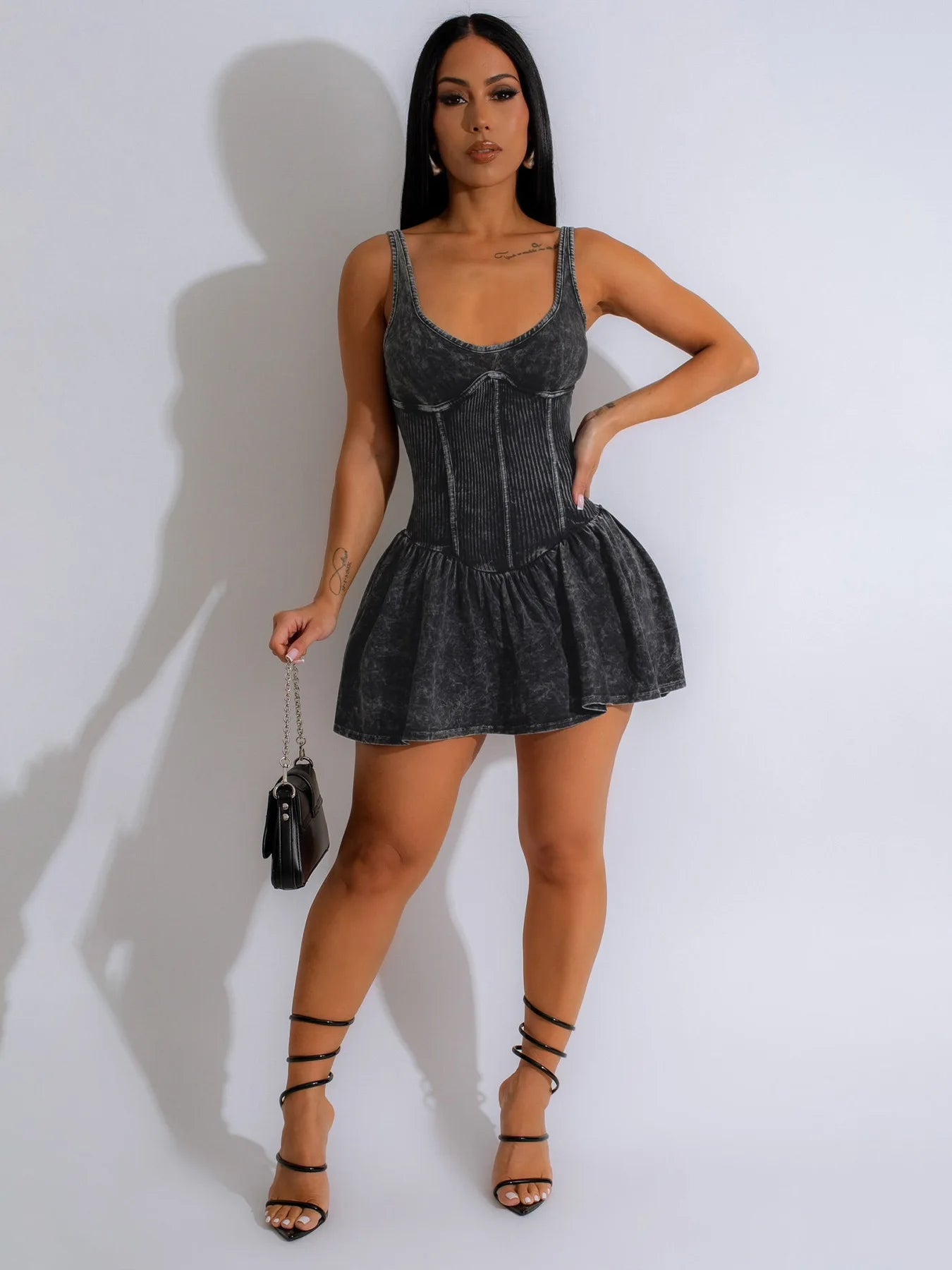 Women's Sexy Solid Color Summer Dress With Strap Tight Tank Top Dress High Waist Slim Fit Mini Casual Dresses 2025 Y2k Vestidos