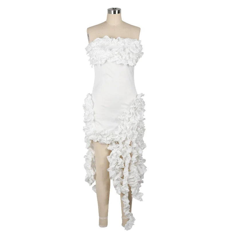 Women's Summer Dress 7 Colors Ruffled Irregular Sexy Tube Top Dress Ruffle Skirt Dresses for Women Vestidos De Noche Juveniles